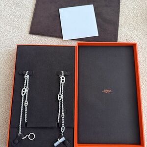 New Hermès Rare Coveted Sterling Silver  Farandole Long Necklace 120cm